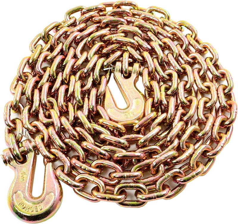 TBAPFS 1/2 Inch x 16 Feet Transport Binder Chain G80 Safey Tow Chain with Grab Hooks 12000 Lbs Safe Work Load for Transporting Towing Tie Down Binding Equipment - Image 1
